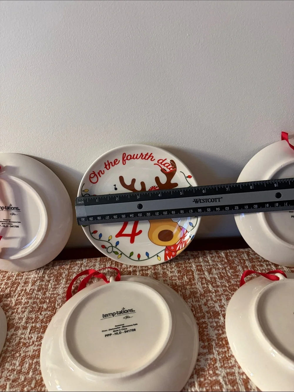 Temp-tations 12 Days of Christmas Appetizer Plates, Holiday Decor Set